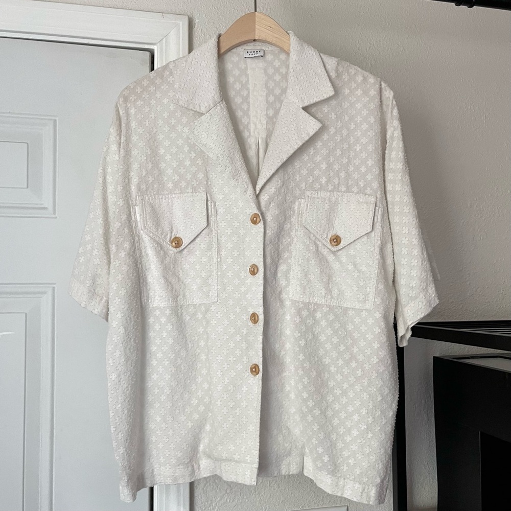 RHODE Cream Button-Down Short-Sleeve Shirt